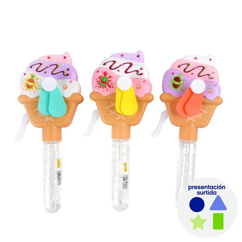 Ventilador Manual Infantil de Helado con Burbujas - Colores Surtidos