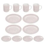 Vajilla de 12 Piezas de Porcelana para 4 Personas Color Crema