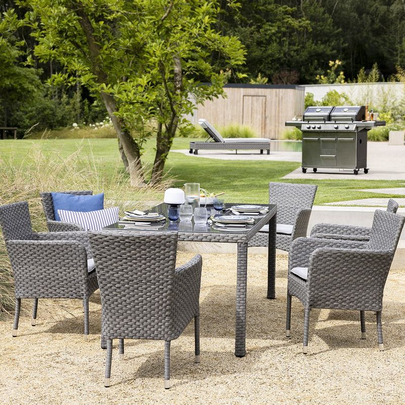 Silla de Comedor Exterior Drios de Aluminio y Mimbre Sintético 57 x 60 x 85 cm Gris Oscuro