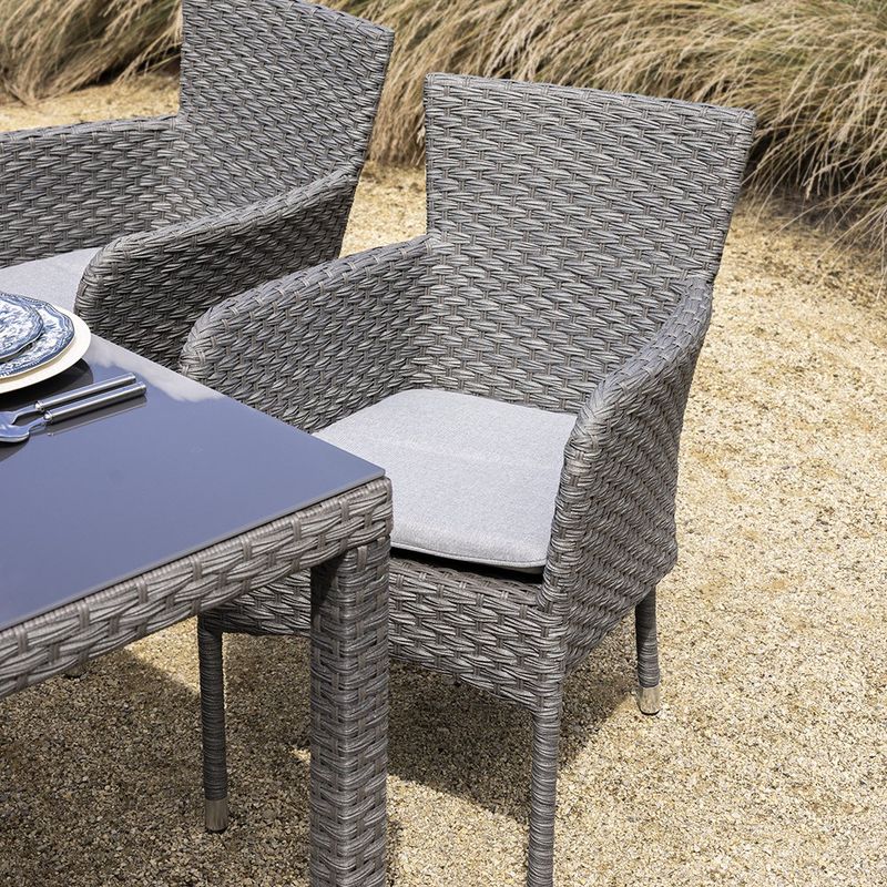 Silla de Comedor Exterior Drios de Aluminio y Mimbre Sintético 57 x 60 x 85 cm Gris Oscuro