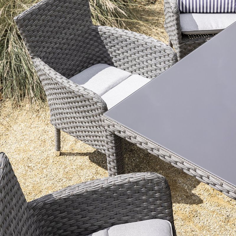 Silla de Comedor Exterior Drios de Aluminio y Mimbre Sintético 57 x 60 x 85 cm Gris Oscuro
