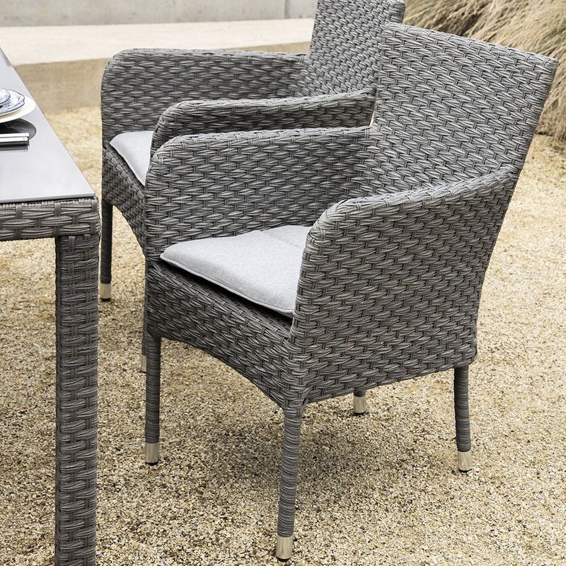 Silla de Comedor Exterior Drios de Aluminio y Mimbre Sintético 57 x 60 x 85 cm Gris Oscuro