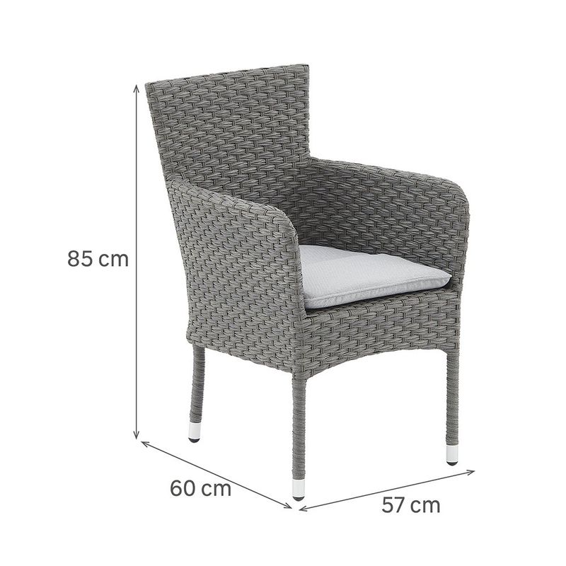 Silla de Comedor Exterior Drios de Aluminio y Mimbre Sintético 57 x 60 x 85 cm Gris Oscuro