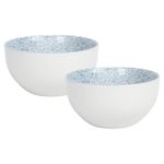 Set de 2 Tazones de Porcelana para Servir Cereales, Sopas o Postres Color Celeste