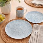 Vajilla de 12 Piezas de Porcelana para 4 Personas Color Celeste