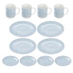 Vajilla de 12 Piezas de Porcelana para 4 Personas Color Celeste