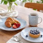 Vajilla de 12 Piezas de Porcelana para 4 Personas Color Celeste