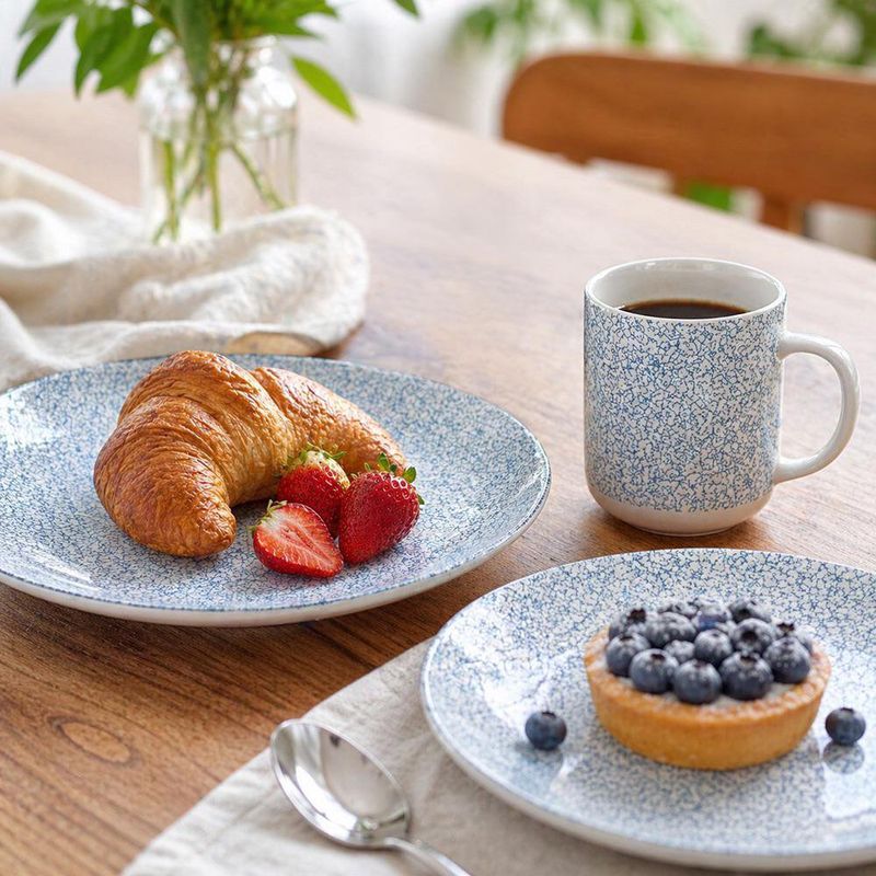 Vajilla de 12 Piezas de Porcelana para 4 Personas Color Celeste