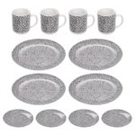 Vajilla de 12 Piezas de Porcelana para 4 Personas Color Gris