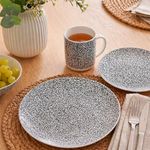 Vajilla de 12 Piezas de Porcelana para 4 Personas Color Gris