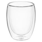 Set de 2 Vasos Vidrio de Doble Pared de 12.17 oz para Café, Té o Bebidas Transparente