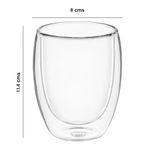 Set de 2 Vasos Vidrio de Doble Pared de 12.17 oz para Café, Té o Bebidas Transparente