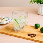 Set de 2 Vasos Vidrio de Doble Pared de 12.17 oz para Café, Té o Bebidas Transparente