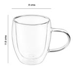 Set de 2 Tazas de Vidrio de Doble Pared de 12.17 oz para Café o Té Transparente