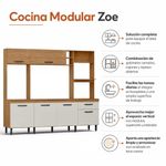 Cocina Modular Zoe con Lavaplatos, 6 Puertas y 1 Gaveta 245 x 51 x 212 cm Color Crema