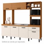 Cocina Modular Zoe con Lavaplatos, 6 Puertas y 1 Gaveta 245 x 51 x 212 cm Color Crema