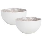 Set de 2 Tazones de Porcelana para Servir Cereales, Sopas o Postres Color Blanco Crema