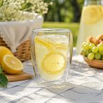 Set de 2 Vasos Vidrio de Doble Pared de 16.91 oz para Bebidas Frías o Calientes Transparente