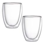 Set de 2 Vasos Vidrio de Doble Pared de 16.91 oz para Bebidas Frías o Calientes Transparente