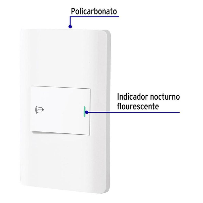 Interruptor para Timbre Sencillo Lisboa de 1.5 Módulos Color blanco