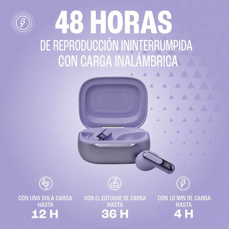Audífonos Inalámbricos Live Flex 3 TWS con Estuche Inteligente Color Morado
