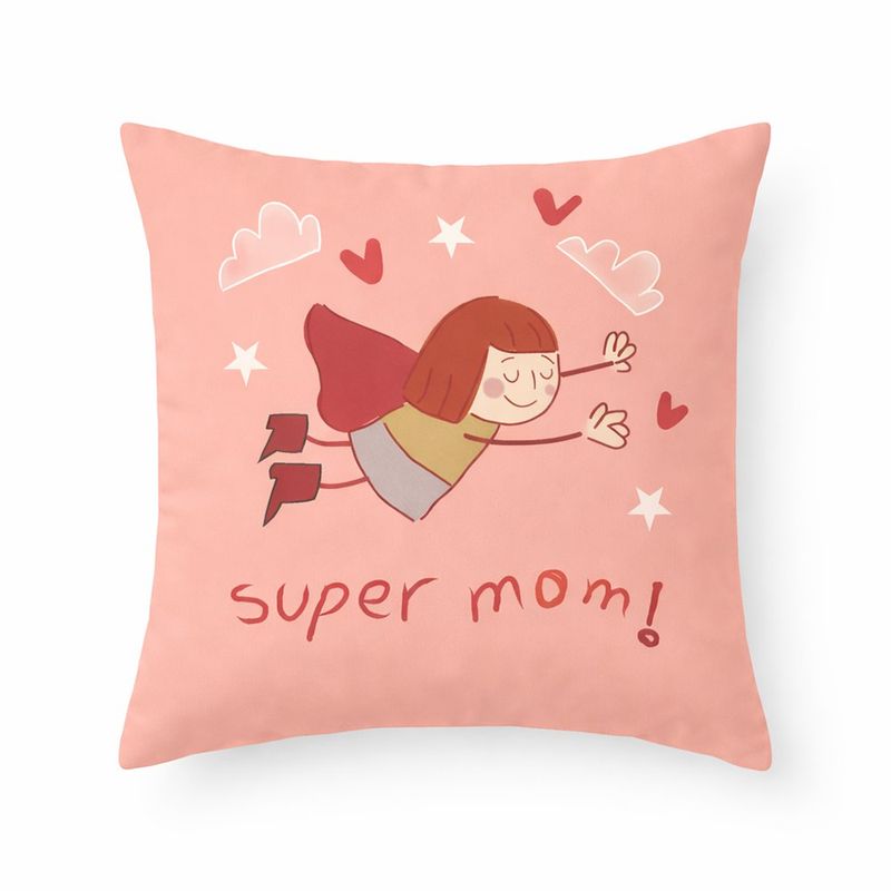 Cojín con Relleno Súper Mamá de Poliéster 45 x 45 cm Color Rosado