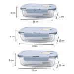 Set de 3 Contenedores Plásticos con Tapadera Color Celeste para Alimentos
