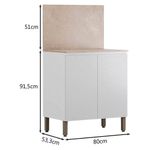 Gabinete Base Art con 2 Puertas Color Blanco y Castaño para Cocina de 80 cm