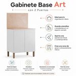 Gabinete Base Art con 2 Puertas Color Blanco y Castaño para Cocina de 80 cm