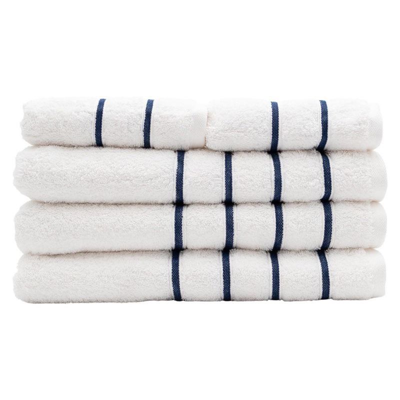 Toalla de Baño Boston en Color Blanco con Líneas Navy 76.2 x 152.4 Cm