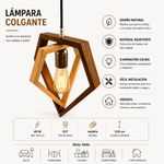 Lámpara Colgante de Madera 1 Luz en Forma de Pentágono E27 40W