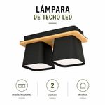 Lámpara de Techo Ruscio de Acero y Madera de 2 Luces E27 Color Negro y Café