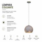 Lámpara Colgante Huna de Cristal Efecto Luna E27 1.50 Metros Color Blanco y Plateado