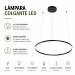 Lámpara Colgante LED Martinica Circular de 80 cm Luz Cálida 40 W Color Negro