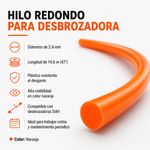 Hilo Redondo para Desbrozadora 2.4 mm x 14.6 Metros Color Naranja