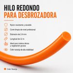 Hilo Redondo para Desbrozadora 2.4 mm x 12 Metros Color Naranja