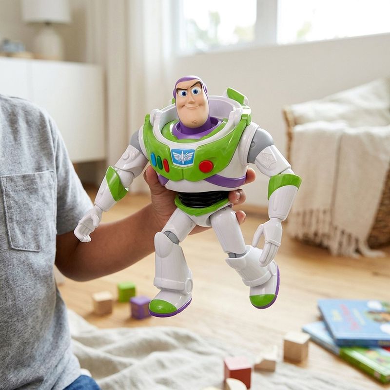 Figura de Acción Toy Story Buzz Lightyear de 12 Plg Articulada Color Blanco y Verde