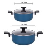 Set de Ollas de Aluminio Antiadherente 4 Piezas con Tapas Color Azul