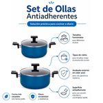 Set de Ollas de Aluminio Antiadherente 4 Piezas con Tapas Color Azul