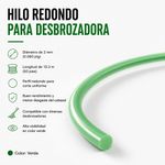 Hilo Redondo para Desbrozadora de 2 mm x 15.3 Metros