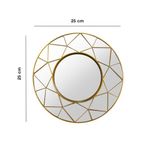 Set de 3 Espejos de Pared Redondos con Diseño Geométrico en Color Dorado de 25 x 25 Cm