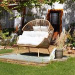 Silla Nido Lula para 2 Personas con Cojines Color Crema 146 x 83 x 136 Cm