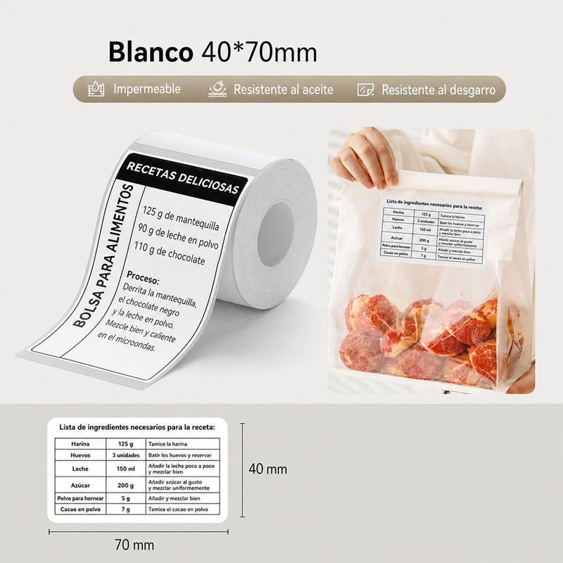 Etiquetas Térmicas Color Blanco de 70 x 40 Mm de 690 Unidades