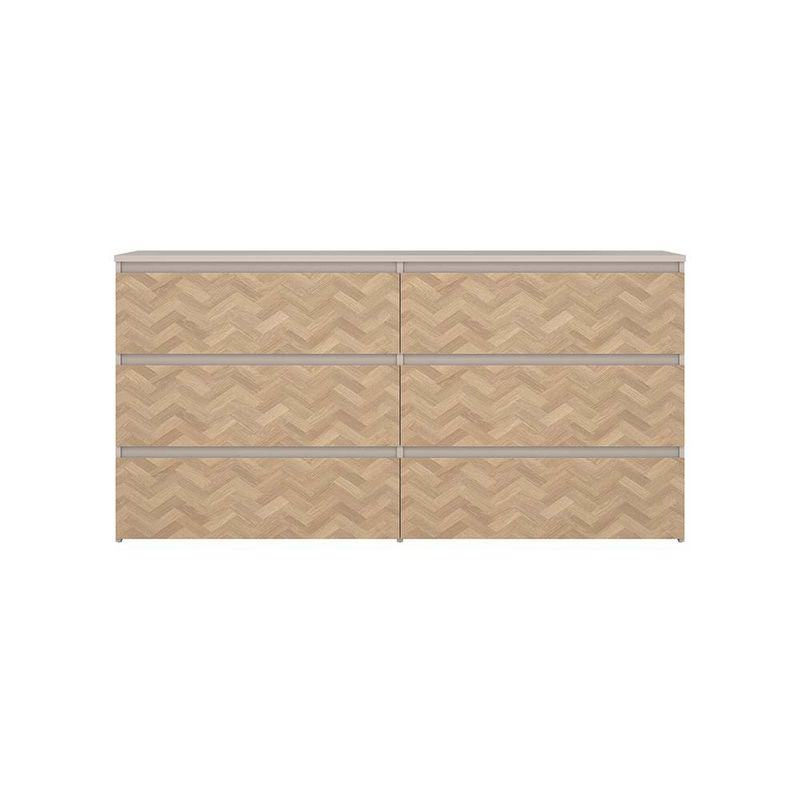 Gavetero Maise con 6 Cajones Amplio para Dormitorio de 138.1 cm Color Cashmere y Roble