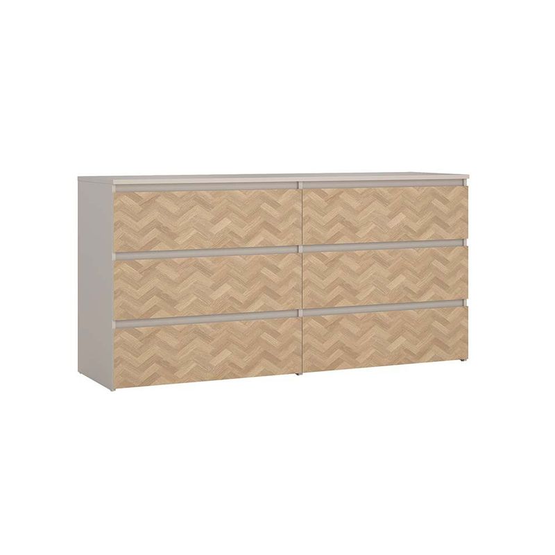 Gavetero Maise con 6 Cajones Amplio para Dormitorio de 138.1 cm Color Cashmere y Roble
