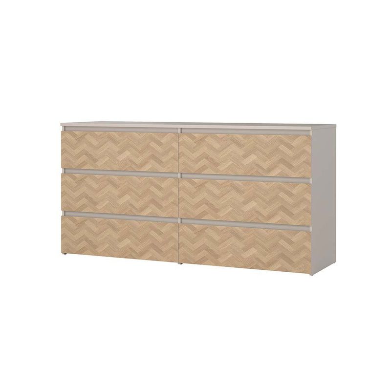 Gavetero Maise con 6 Cajones Amplio para Dormitorio de 138.1 cm Color Cashmere y Roble