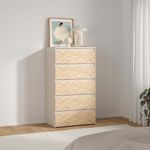 Gavetero Maise con 5 Cajones Vertical para Dormitorio de 64.6 cm Color Cashmere y Roble