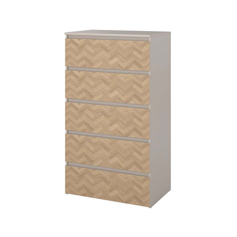 Gavetero Maise con 5 Cajones Vertical para Dormitorio de 64.6 cm Color Cashmere y Roble