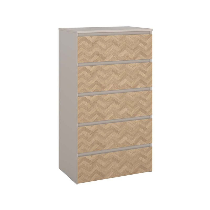 Gavetero Maise con 5 Cajones Vertical para Dormitorio de 64.6 cm Color Cashmere y Roble