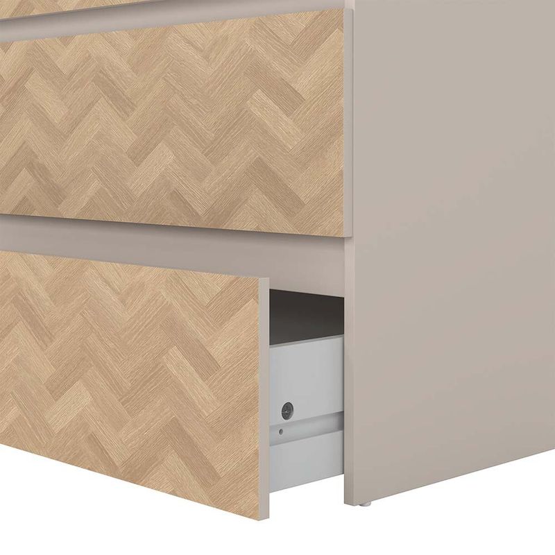 Gavetero Maise con 5 Cajones Vertical para Dormitorio de 64.6 cm Color Cashmere y Roble